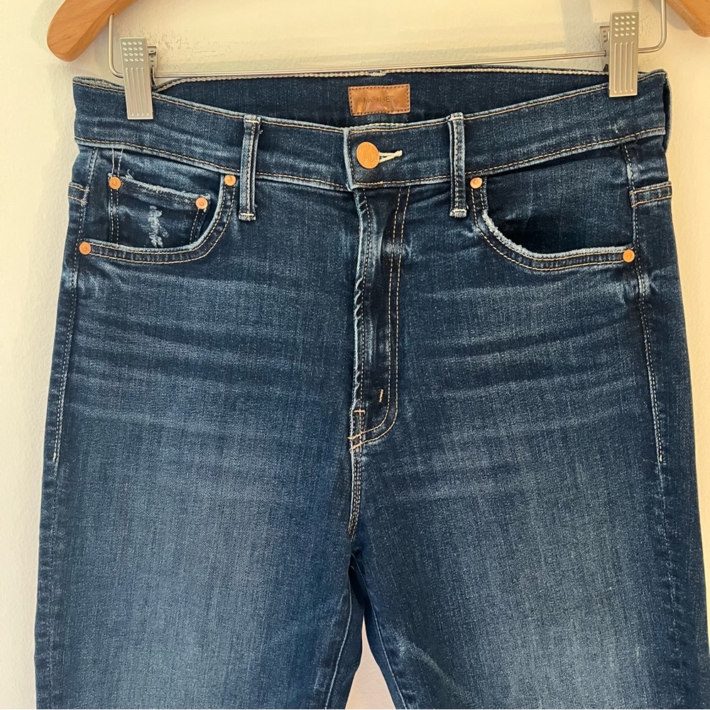 Mother Jeans Insider Crop Step Fray Size 28 Teaming Up Wash Blue Denim Premium - Picture 3 of 12